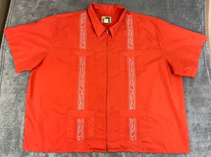 The Genuine Haband Guayabera Shirt Men's 5XL Orange Full Zip Short Sleeve Casual - Picture 1 of 6