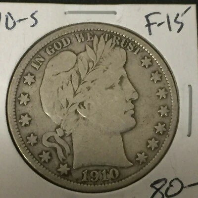 1910-S   Fine-VF  Barber Half Dollar   LITY and most of BER  - Image 1 of 2