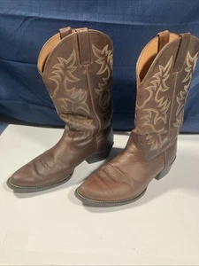 Ariat 10002204 Heritage R Toe US 13D Brown Leather Cowboy Boots Mens VGUC - Picture 1 of 10