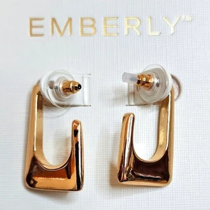 Pendientes de aro rectangulares gruesos modernos en tono dorado EMBERLY - Nuevos en tarjeta - Imagen 1 de 3