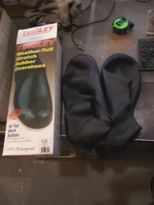 NIB TINGLEY 1300 HI-TOP WEATHER-TUFF RUBBER OVERSHOES LARGE SIZE 9.5-11 (524) - Image 1 of 4