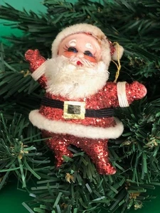 Vintage Kunststoff Glitzer SANTA Weihnachtsschmuck Japan 50er Jahre - Bild 1 von 4