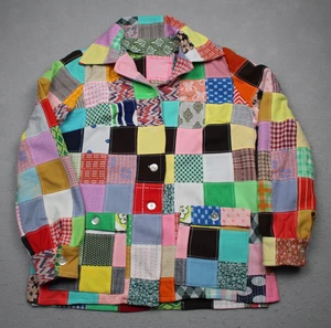 Vintage Patchwork Jacket Womens Medium Quilted Boho Hippie 70s 80s Multicolor - Picture 1 of 7