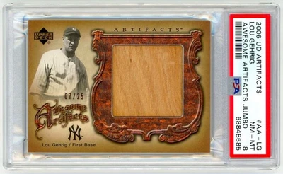 2006 Upper Deck Artifacts Lou Gehrig Jumbo 游戏二手蝙蝠遗物 7/25 PSA 8 流行 1 — 第 1/2 张图片