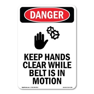 Keep Hands Clear While ANSI Danger Sign Metal Plastic Decal - Picture 1 of 5