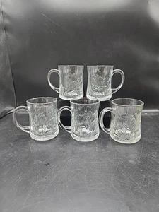 Vintage Arcoroc Canterbury Crocus Glass Coffee Mug Set of 5 Tea Cups France - Picture 1 of 3