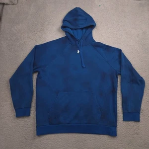 Under Armour Mens Rival Fleece Hoodie L Blue Pullover Sweatshirt Kangaroo Pocket - Picture 1 of 10