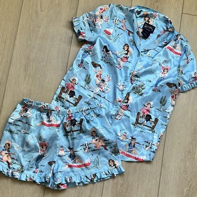 Пижамный набор Nick & Nora Sleepwear Cowgirl & Indians вестерн принт размер XL для девочек - Изображение 1 из 4