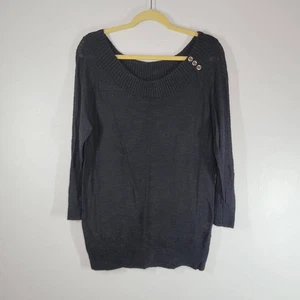 New York & Company Damen 3/4 Arm Schulterfrei Tunika Pullover Schwarz Gr. XL - Bild 1 von 5