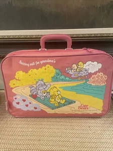 Vintage Care Bears 1986 Canvas Suitcase/Bag Pink Zip Up Pink Going To Grandma’s - Picture 1 of 11