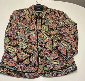 Vintage Colorful Paisley quilted lightweight Jacket blazer size Large. - Picture 1 of 8