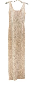 Maxi Vestido Mujer Marfil Sin Mangas Encaje Abertura 15X57” S Hada De Colección Transparente Bodycon - Imagen 1 de 9