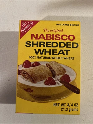 Vintage 1976 Nabisco Shredded Wheat Single Serving Cereal Box NOS Full Sealed - Image 1 of 4