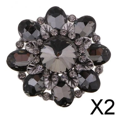 2xAlloy Rhinestone Shank Buttons Decorative Buttons Sewing Accessories Black - Image 1 of 4