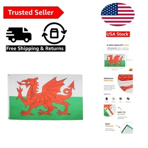 Große 5 x 8 Wales Flagge - Polyester mit verstärkten Kanten für Haltbarkeit - Bild 1 von 8