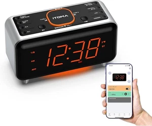 iTOMA Radio Alarm Clock with App Control, Bluetooth, FM Radio, Dual Alarm of 4 A - Picture 1 of 7