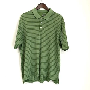 Polo de golf ADIDAS para hombre XL verde oliva negro a rayas climacool manga corta RR16 - Imagen 1 de 4