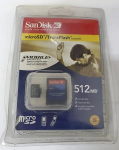 Vintage SanDisk 512mb micro sd card with SD adapter TransFlash 2005 - Picture 1 of 4