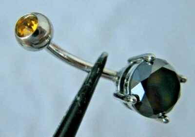 2.75ctw ANILLO DE VIENTRE DE DIAMANTE NEGRO REAL, DOBLE, TASACIÓN, PROBADOR GRATUITO, CITRINO Foto 1 de 4