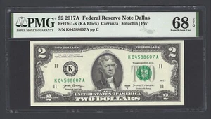 United States-Federal Reserve 2 Dollars 2017A Fr#1941-K (KA Block) UNC Grade 68 - Picture 1 of 2