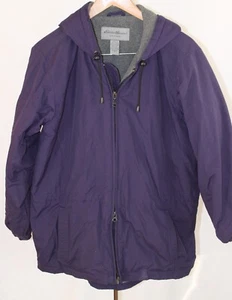 Eddie Bauer Women Size Med Purple Jacket Lined Double Zip Drawstring Waist Hood - Picture 1 of 8