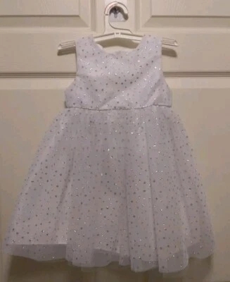  Princess Girls 4T 白色 连衣裙 银色 闪耀 派对 假日 特殊场合  — 第 1/2 张图片