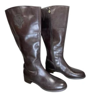 Etienne Aigner E-Costa Brown Chocolate Leather Riding Boots Size 9.5 New - Picture 1 of 12