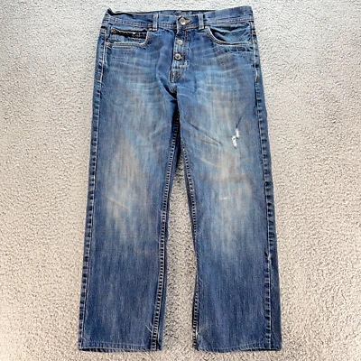 Мужские джинсы AXIST синий прямой крой кнопка мухи искусственно состаренный джинсовой ткани 34 x 29 34 x 27 A - Изображение 1 из 4