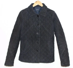 GANT Women Genuine Leather Navy Blue Quilted Coat Jacket, Size M - Picture 1 of 7