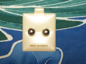 Ohrringe mit schwarzen Tahitiperlen - 14 K Gold handgefertigt Hawaii - Kauai - NIEDRIGER PREIS - Bild 1 von 5