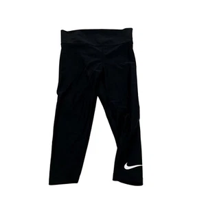 Nike Girls Active Leggings High Rise Size 4 (XS) Black Swoosh Logo Gym Yoga - Picture 1 of 4