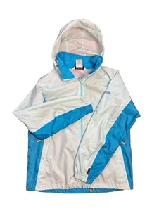 Women's Size L Light Blue Dark Blue Windbreaker Waterproof Full Zip Preowned - Picture 1 of 9