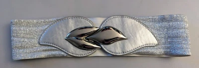 Vintage Faux Leather And Elastic Statement Belt With A Metal Hook Closure 27"x3" - Image 1 of 4