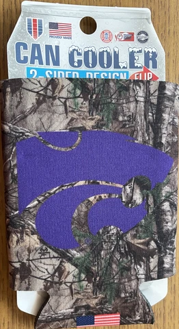 KANSAS STATE UNIVERSITY KSU WILDCATS CAMO CAN COOZIE COOLER KOOZIE NEW WITH TAG Cover