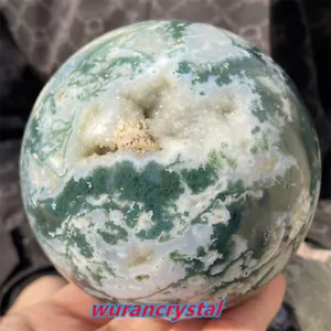 1pc Natural Aquatic agate Quartz crystal Ball Geode Carved point healing 95mm - Picture 1 of 12