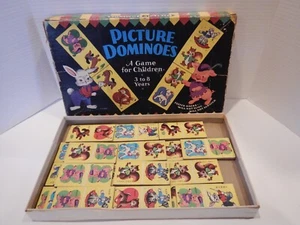Vintage Children’s Picture Dominoes Felt Backs 1956 Saalfield Publishing Akron - Picture 1 of 18