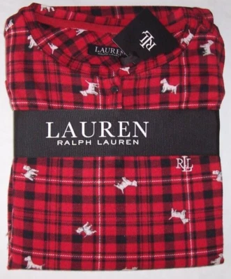 NWT Ralph Lauren RED/BLACK/WHITE Plaid SOFT KNIT Pajama/Lounge Set XL PUPPY DOGS - Image 1 of 4
