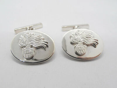 Fiamma dell'Arma dei Carabinieri : Gemelli in Argento 925 - Cerimonia - Polsino - Immagine 1 di 4