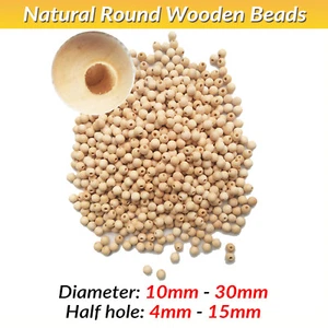 10mm 12mm to 30mm Diameter Natural Wooden Craft Wood Balls Sphere Craft Supplies - Picture 1 of 3