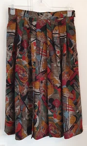 GEIGER Austria Vintage Midi Skirt abstract Wool pleated size 40 UK 10/12 - Picture 1 of 17