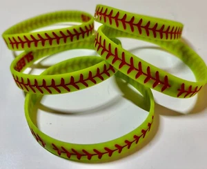 Sleefs Softball Lace Motivational Wristbands GREEN 5 PACK New! - Picture 1 of 4