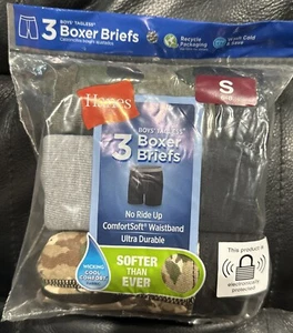 Hanes Tagless Boxer Briefs Underwear ComfortSoft 3 pack (6/8) Small Boys CAMO - Picture 1 of 3