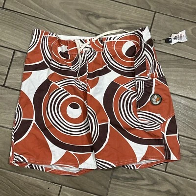 Pantalones Cortos Ever Clothing Talla 38 Naranja Pantalones Cortos de Natación Lona Hechos en EE. UU. Estampado Circular Foto 1 de 4