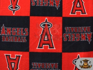 MLB Anaheim Angels Boxed Up Licensed Fleece Fabric / 60" Wide / Sold By The Yard - Picture 1 of 2
