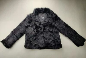 G by Guess Wmn's Small Black Snaps Faux Fur Coat/Jacket "New" - Picture 1 of 11