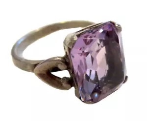 ART NOUVEAU - ANTIQUE Amethyst STERLING Ring Clark & COOMBS - Picture 1 of 6