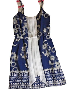 Glam Size Medium Women's Juniors Teen Summer Sundress Navy Ivory Floral (M5z) - Picture 1 of 9