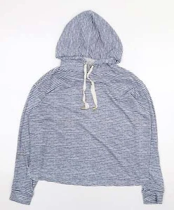 George Womens Blue Striped Polyester Blend Hoodie Size 8 - Picture 1 of 12
