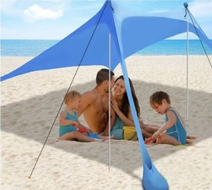 Toldo de playa azul 7,5 X 7,5 pies. Playa, camping, actividades al aire libre. ¡NUEVO!! - Imagen 1 de 5