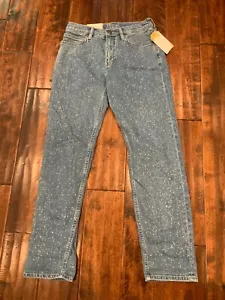MiH Blue Medium Wash Splattered "Phoebe Slim” Slouch Leg Blue Jeans, Size 24 NWT - Picture 1 of 8